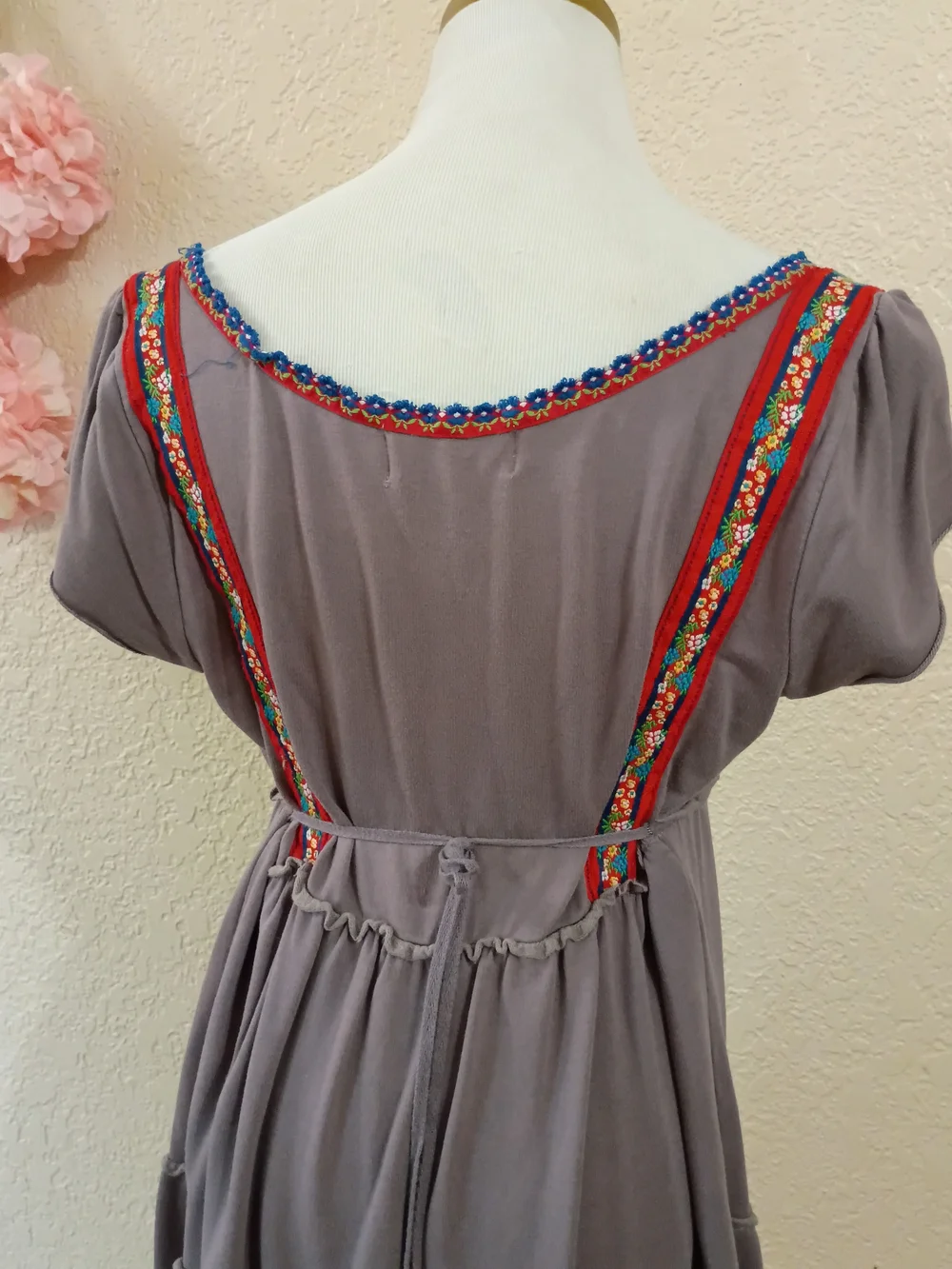 Free People Embroidered Tiered Dress L - Picture 4 of 9